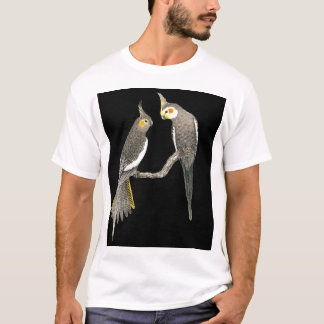 T-shirt Cockatiel Pair - Ninfhicus hollandicus em preto