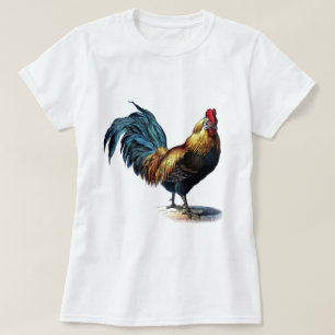 T-shirt Cockerel de galeria antiquada com Impressão