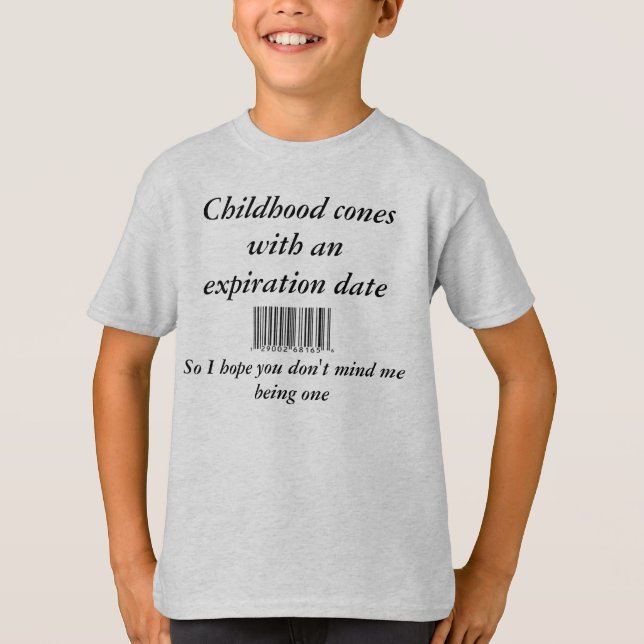 T-shirt código de barras, cones da infância com um dat da (Frente)