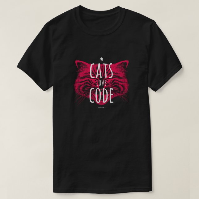 T-shirt código do amor dos gatos (Frente do Design)