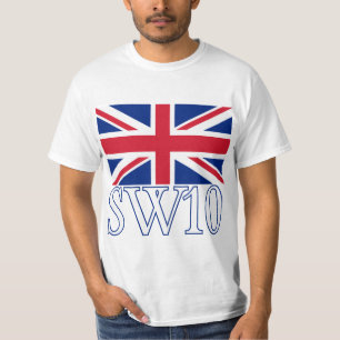 T-shirt Código postal SW10 de Londres com Union Jack