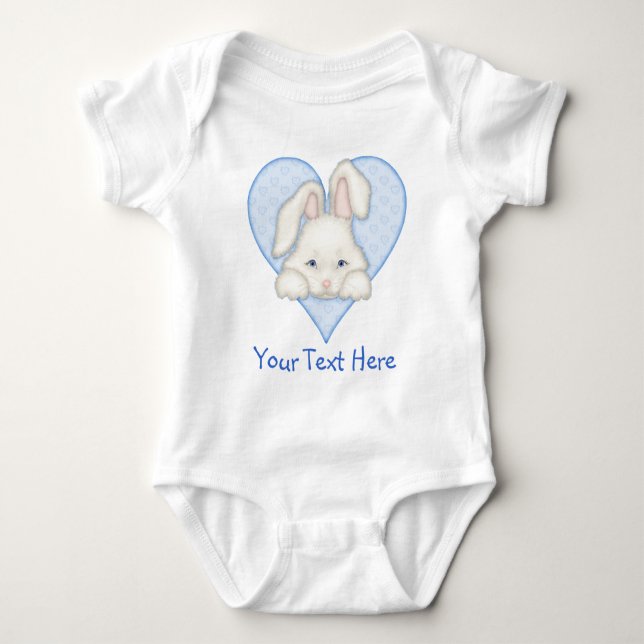 T-shirt Coelhinho Branco - Azul (Frente)