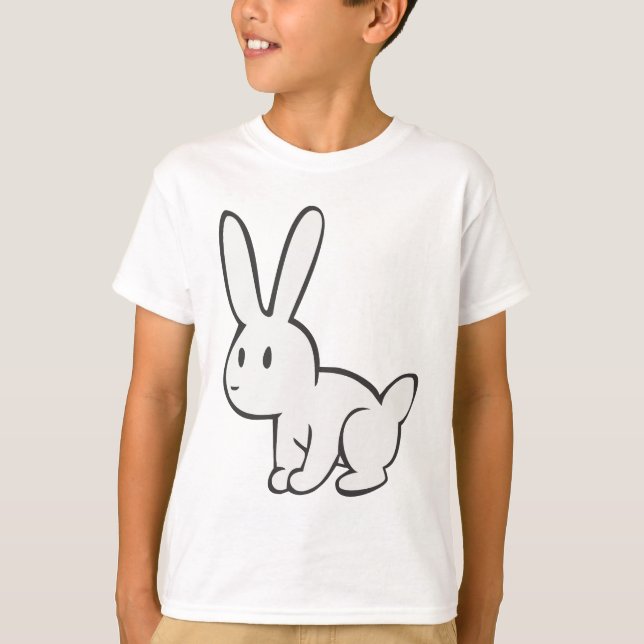T-shirt Coelho Branco jovem e bonito (Frente)