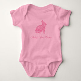 T-shirt Coelho cor-de-rosa do coração da primeira páscoa