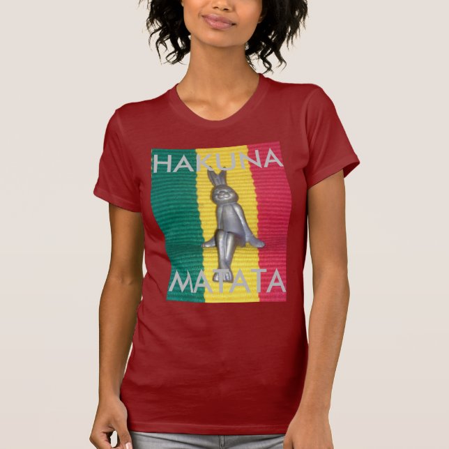 T-shirt Coelho Hakuna Matata | Cores Vibrantes Rasta Abstr (Frente)