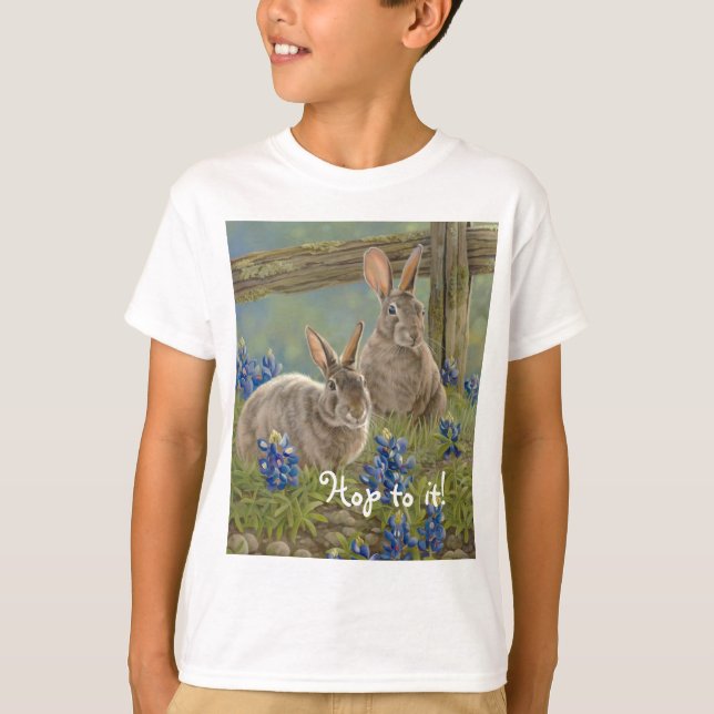 T-shirt Coelhos & Bluebonnets (Frente)