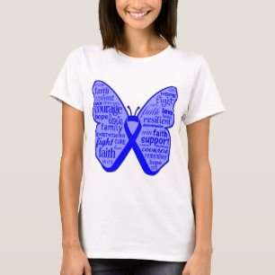 T-shirt Colagem da borboleta do cancro do cólon das