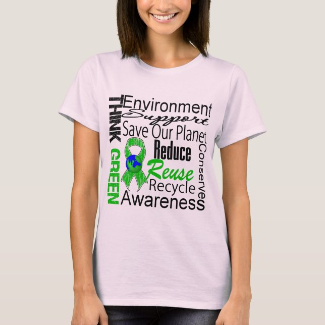 T-shirt Colagem de Ambiente de pense verde (Frente)