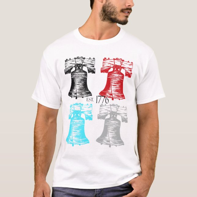 T-shirt Colagem de Liberty Bell (Frente)