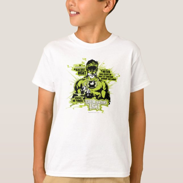 T-shirt Colagem de Texto Lanterna Verde - Cor (Frente)
