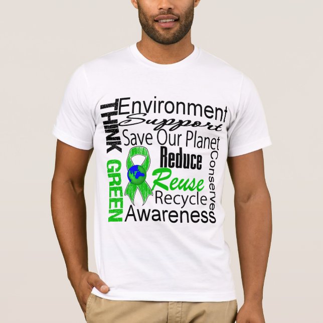 T-shirt Colagem do ambiente do pense verde (Frente)