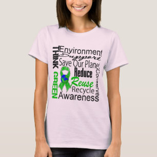 T-shirt Colagem do ambiente do pense verde