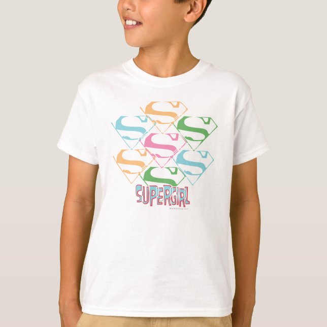 T-shirt Colagem do logotipo Supergirl Pastel (Frente)