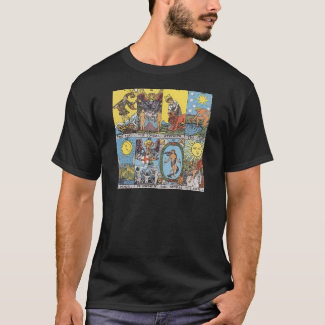 T-shirt Colagem dos cartões de Tarot (Frente)