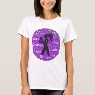 T-shirt Colagem forte da divisa da luta do cancer da