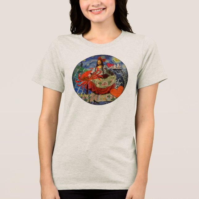 T-shirt Colagem Noite Estrelada da Mona Lisa: Surrealismo  (Frente)