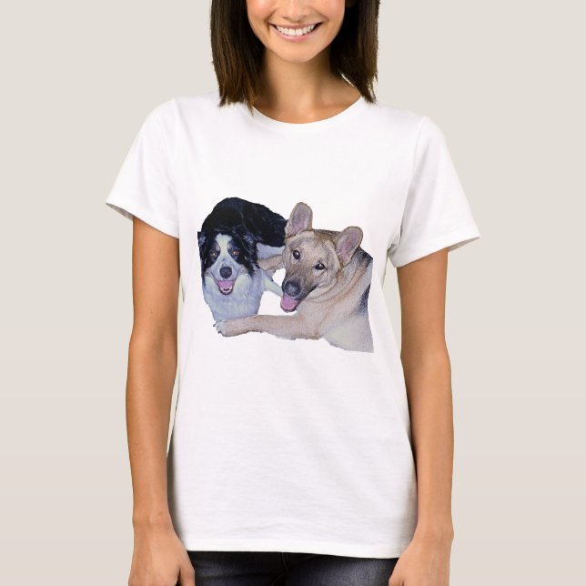 T-shirt Collie & German shepherd da borda dos melhores ami (Frente)