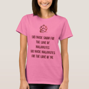 T-shirt colocando o impressão da pata do malamute, o deus