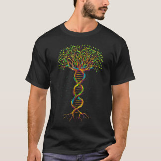 T-shirt colorido da biologia da genética da árvore