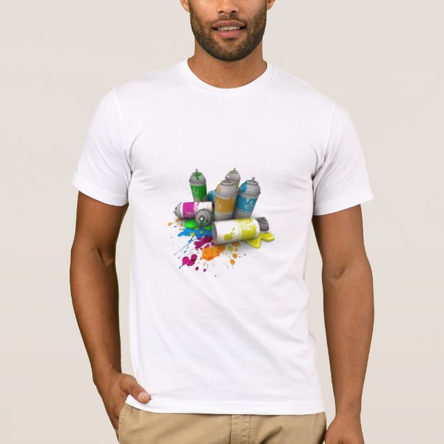 T-shirt colorido das latas (Frente)