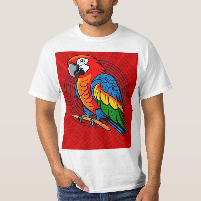 T-Shirt Colorido Pássaro de Papagaio (Frente)