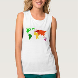 T-shirt Colorido Tanque Muscular Mundial de Mulheres