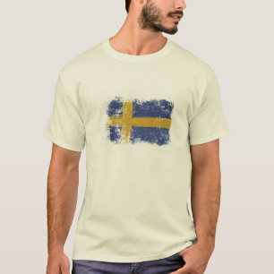 T-shirt com a bandeira sueco para fora vestida