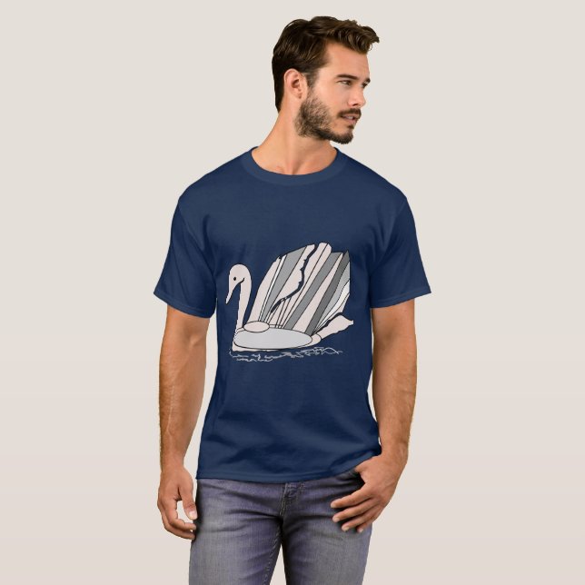 T-Shirt com Art Deco Swan (Frente Completa)