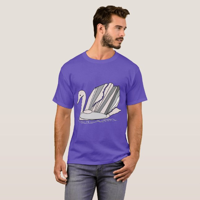 T-Shirt com Art Deco Swan (Frente Completa)