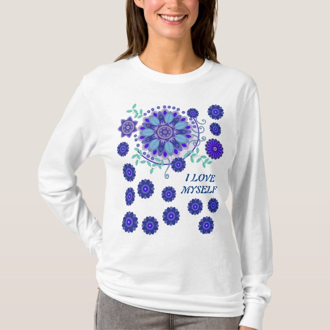 T-SHIRT COM ARTE CRIATIVA DE FLORES (Frente)