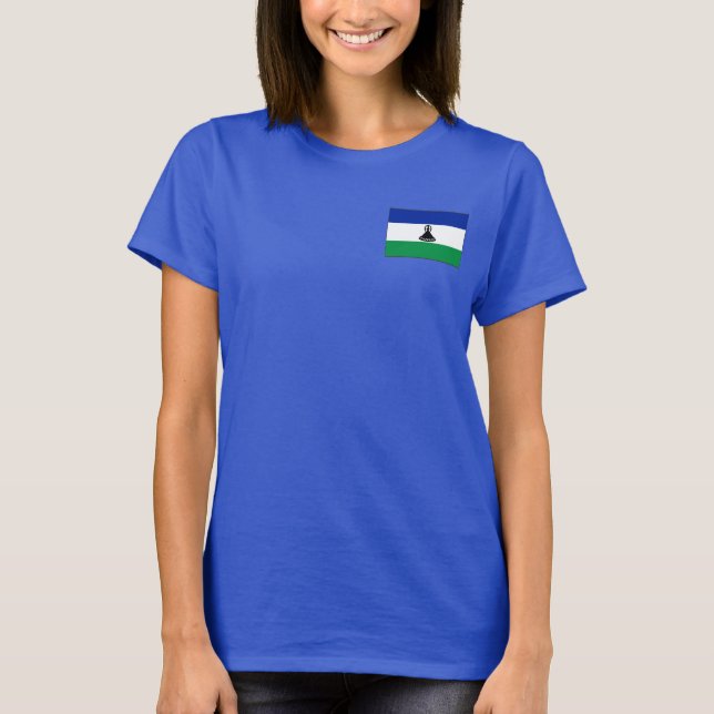 T-Shirt com Bandeira e Mapa de Lesoto dk (Frente)