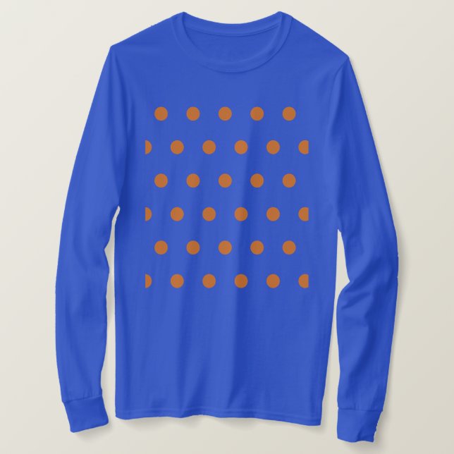 T-Shirt com bolinhas comprida (Denim Blue & Orange (Frente do Design)
