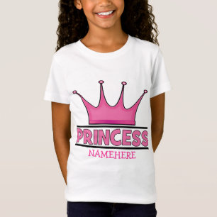 T-Shirt com Boné de Princesa Rosa Personalizada