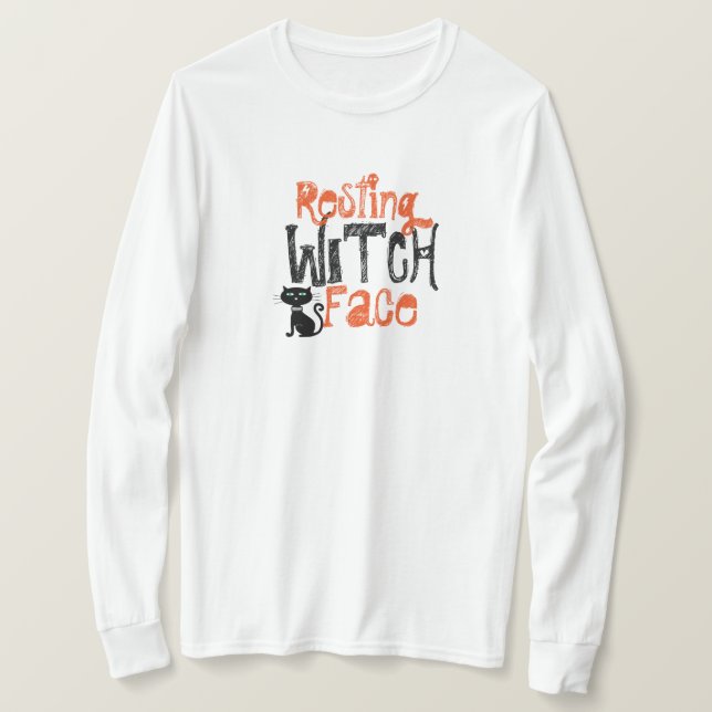 T-Shirt Com Cara De Bruxa De Longa Folga (Frente do Design)