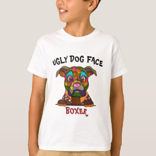 T-Shirt com cara feia de cão boxer única