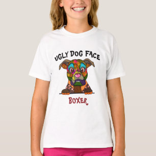 T-Shirt com cara feia de cão boxer única