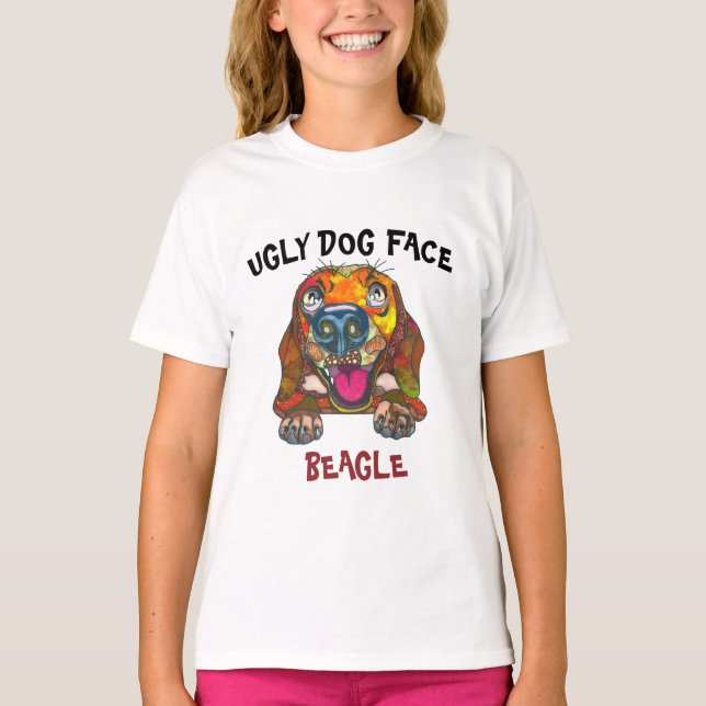 T-Shirt com cara feia única de beagle (Frente)
