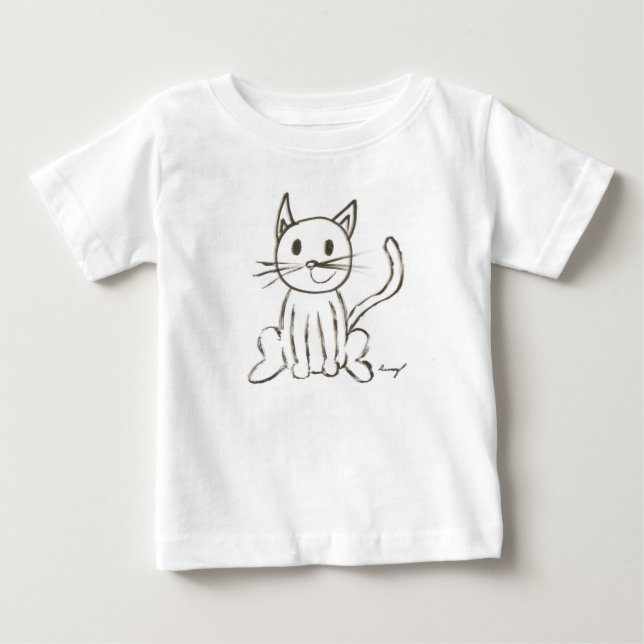 T-Shirt com Criança de Gatinho pintada (Frente)