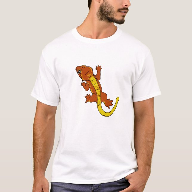 T-shirt com crista do geco (alaranjado) (Frente)