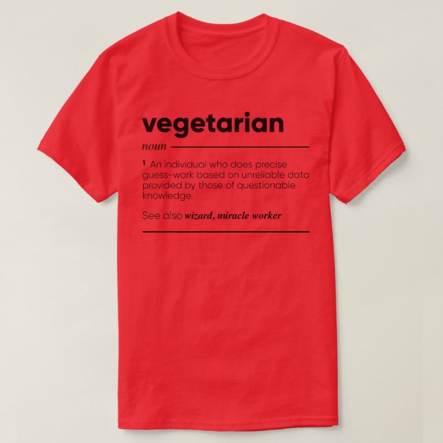 T-Shirt com Definição Engraçada Vegetariana (Frente do Design)