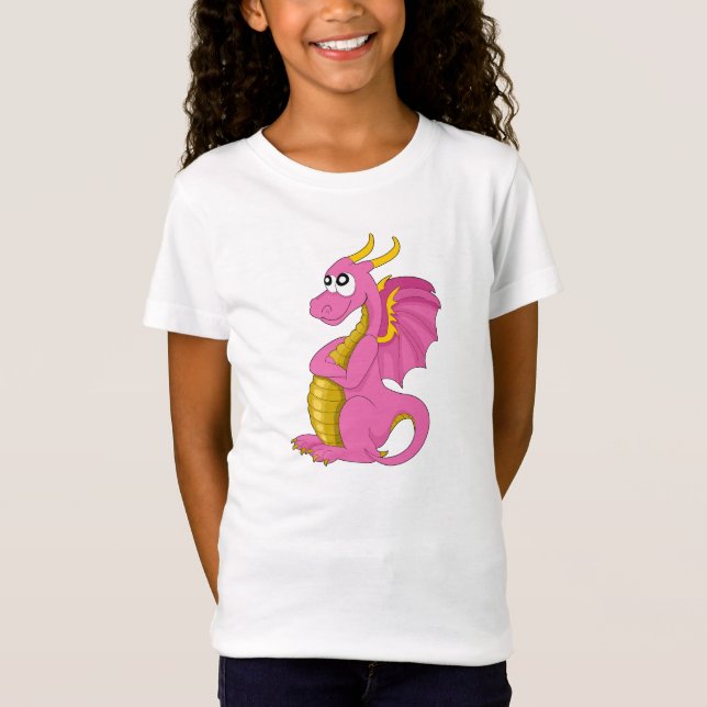 T-shirt com desenho animado de dragão (Frente)