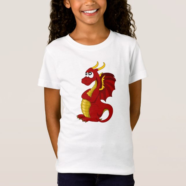 T-shirt com desenho animado de dragão (Frente)
