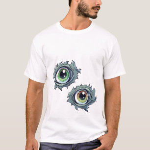 T-Shirt com Design de desenho de olhos estriados