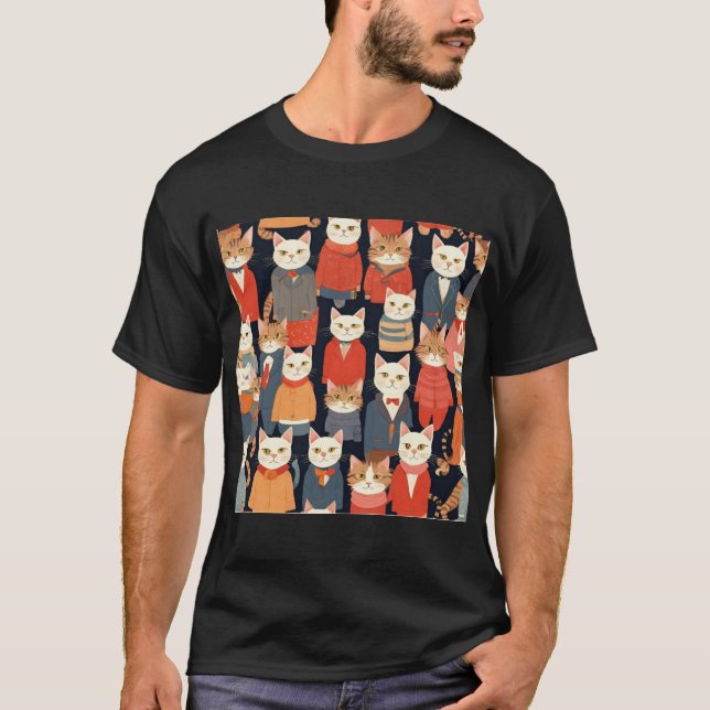 T-Shirt com design de gatos (Frente)