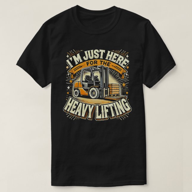 T-Shirt Com Elevador Pesado - Gráfico De Trabalho  (Frente do Design)