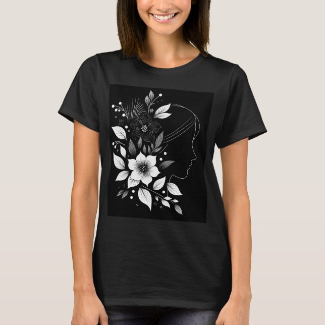 T-Shirt com Flor Minimalista (Frente)