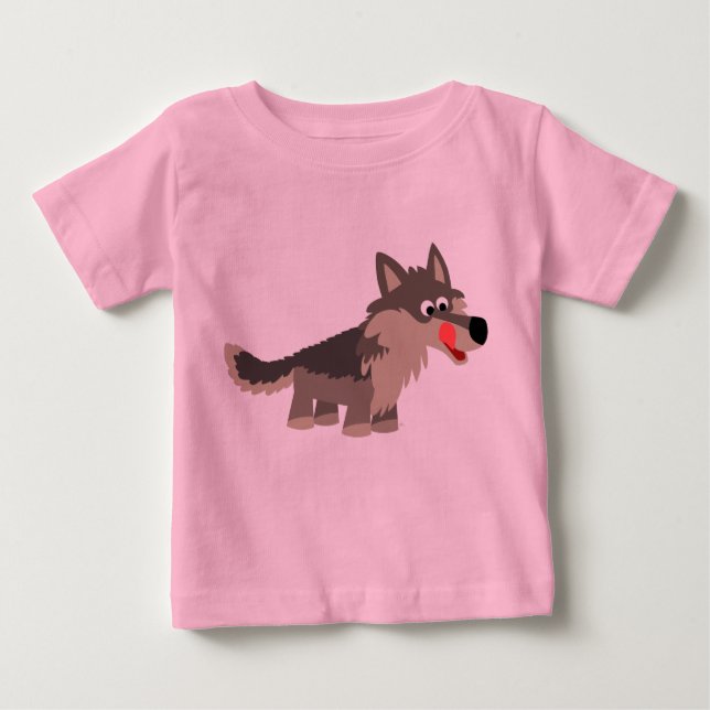 T-shirt com fome do bebê do lobo dos desenhos (Frente)