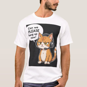 T-shirt com fone de cabeça de gato rabugento