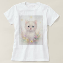 T-shirt com gatinho bonito em cores pastel