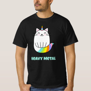 T-Shirt com gato-do-arco-íris de metal pesado eng